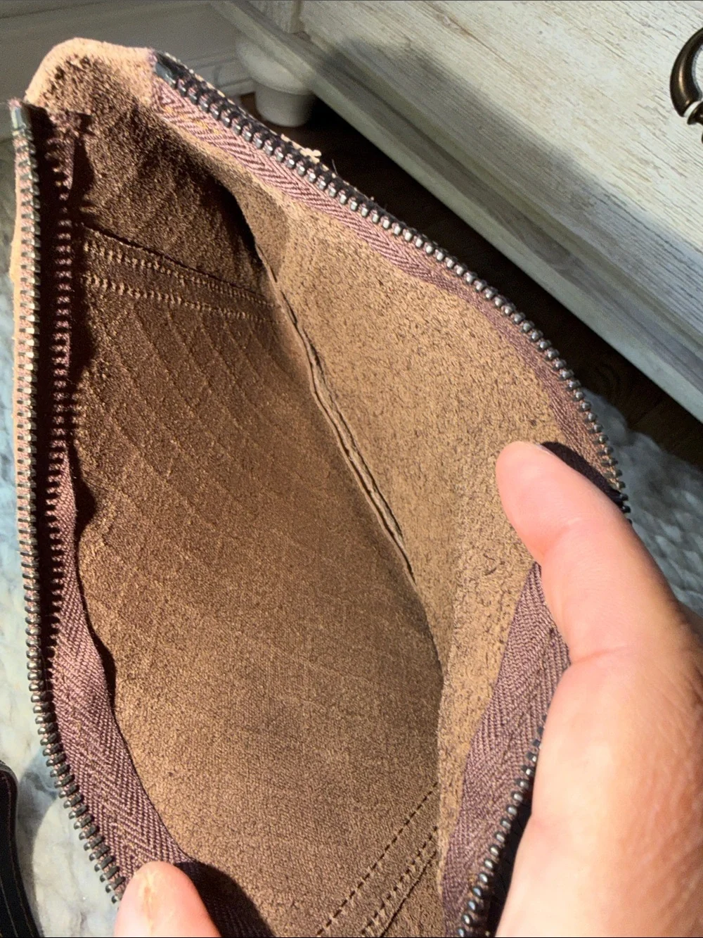 Bottega Veneta Chocolate Brown Woven Zip Pouch